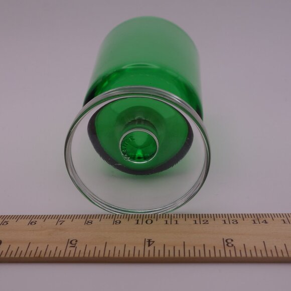 One(1) Green Glass with Circular Stem Base France - Picture 8 of 14